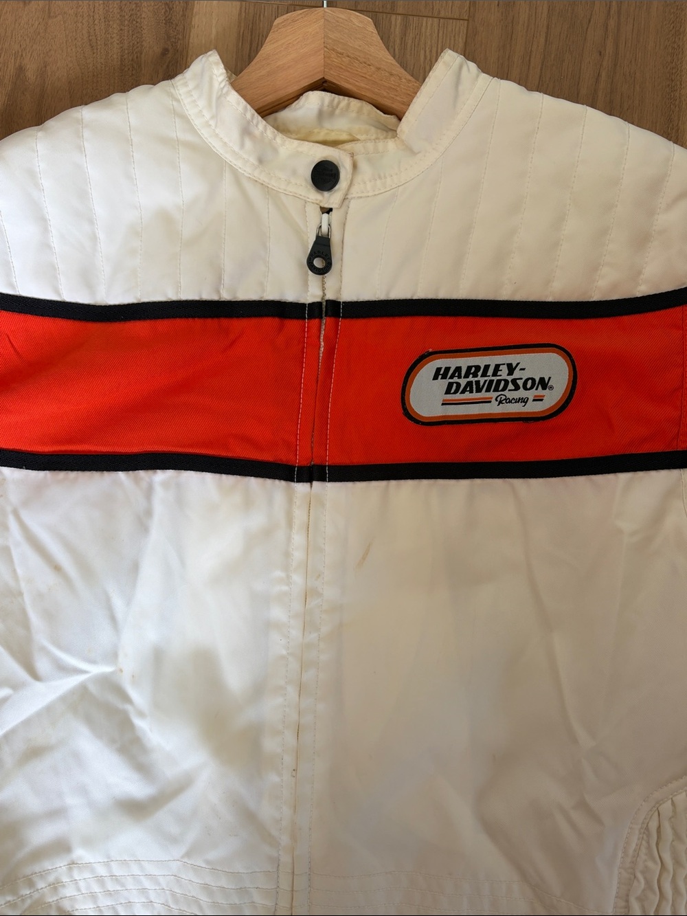 Harley-Davidson White Jacket with Orange Racing Stripe - Picture 14 of 16